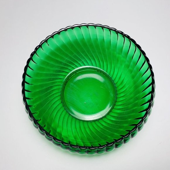 Anchor Hocking Forest Green Glass Candy Serving Bowl Swirl Pattern Vintage 6.5” - Picture 5 of 10